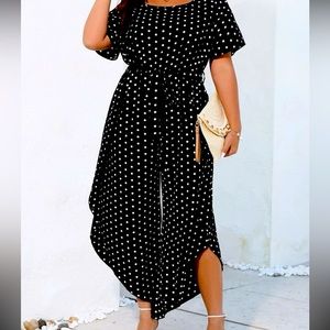 Black & white belted jumpsuit/dress